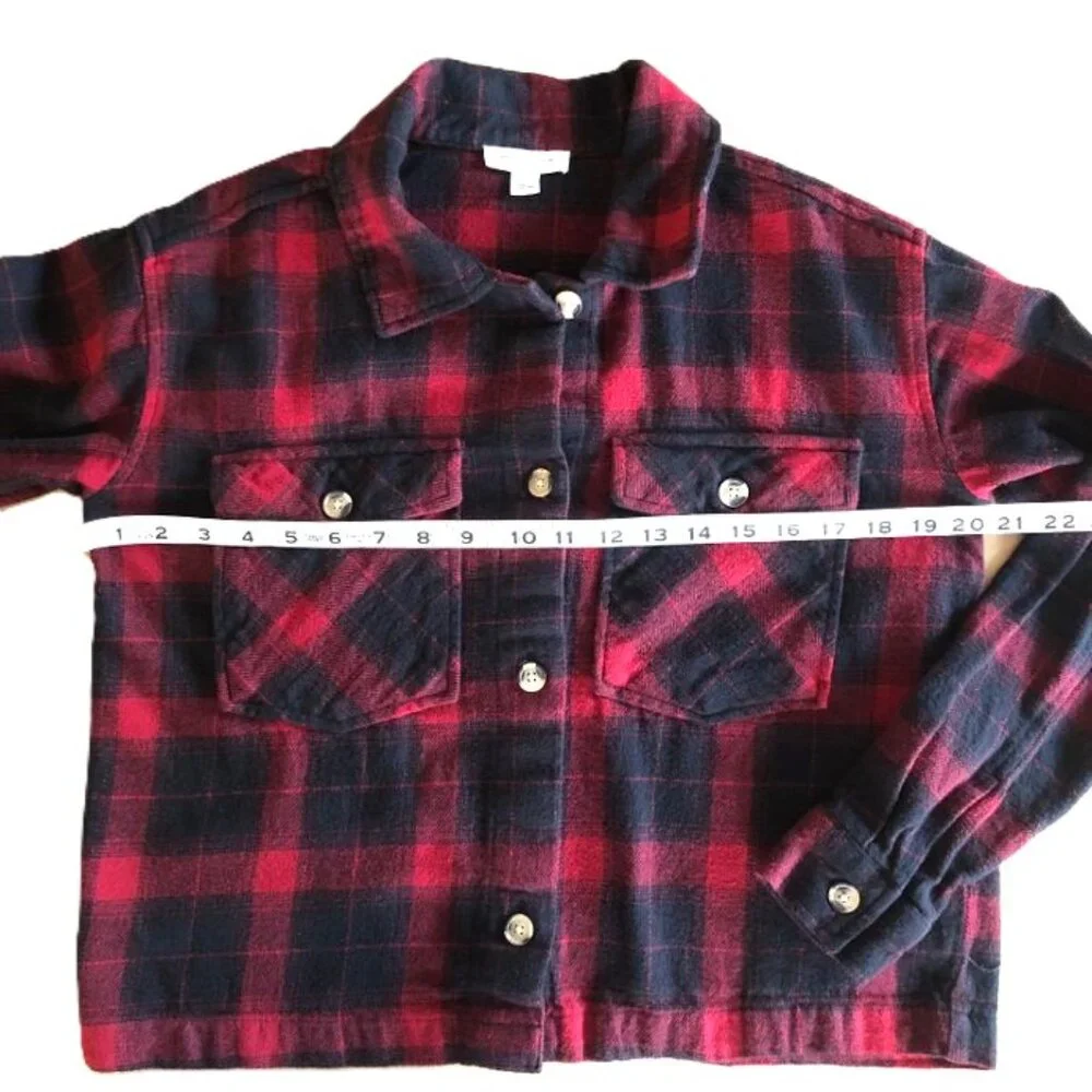 Beachlunchlounge Red/Black Plaid Flannel Shacket Size S